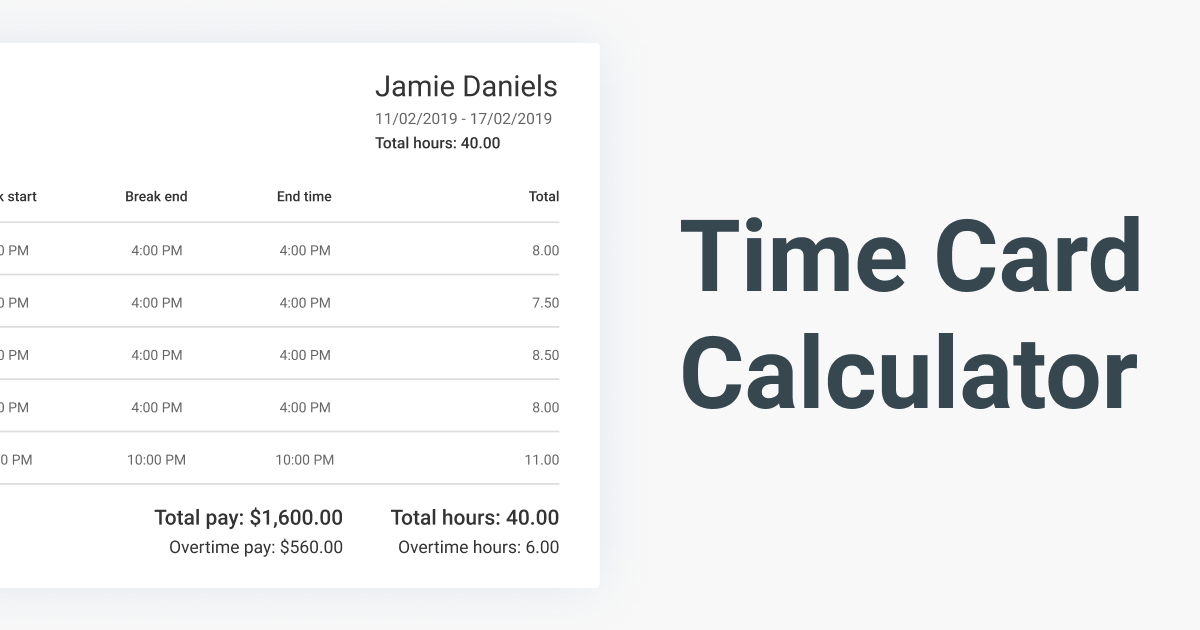 FREE Time Card Calculator | Timesheet Calculator | Clockify™