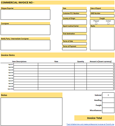 monthly invoice template excel