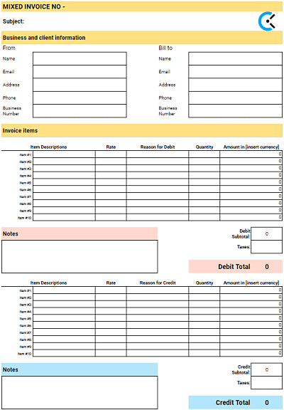 preview of Mixed Invoice Template
