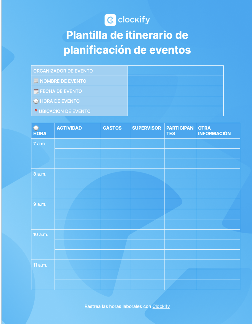 Planificación de eventos, captura de pantalla