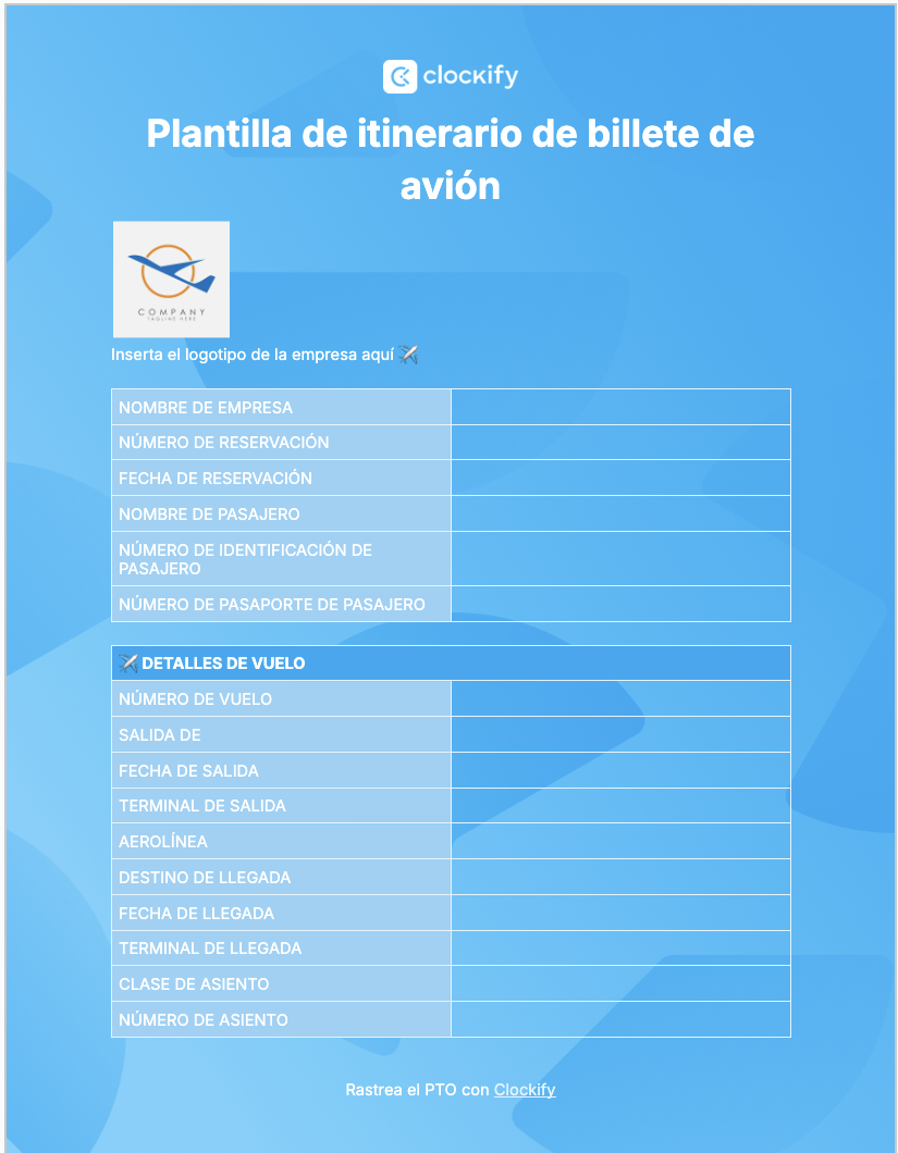 Plantilla de billete de avión, captura de pantalla