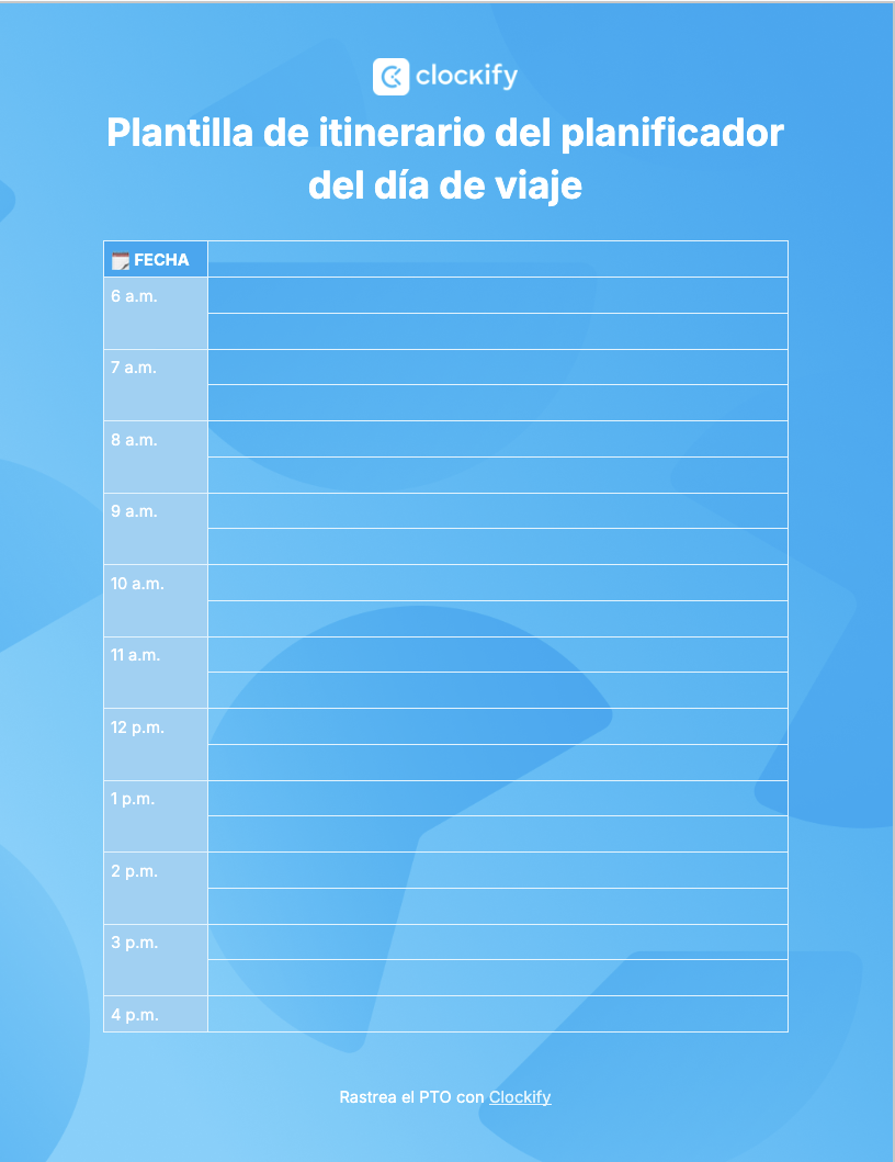 Plantilla de día de viaje, captura de pantalla