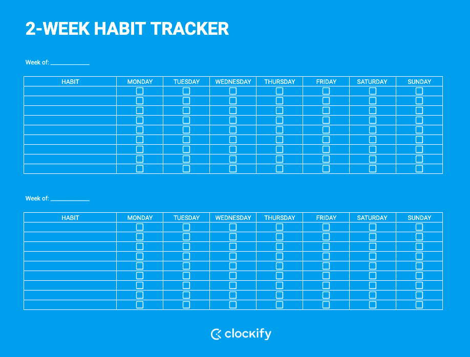 2 Week Habit Tracker Screenshot