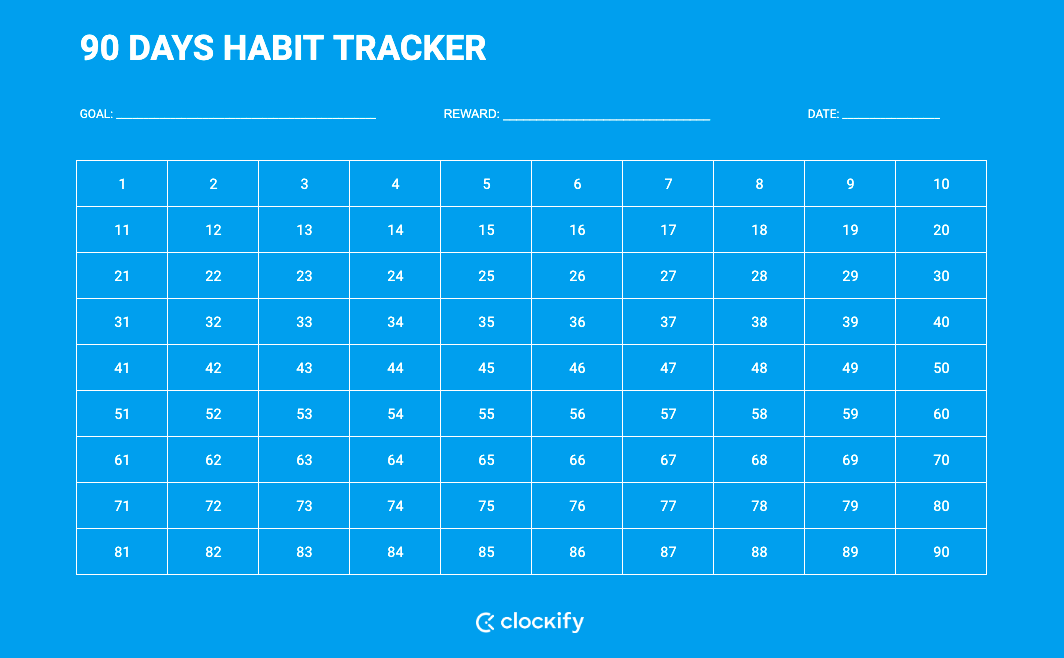 90 Days Habit Tracker Screenshot