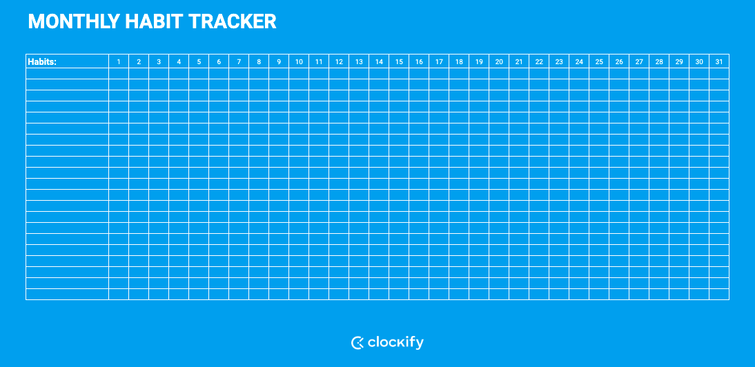 Monthly Habit Tracker Screenshot