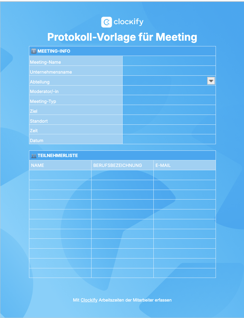 Protokoll-Vorlage für Meetings Screenshot