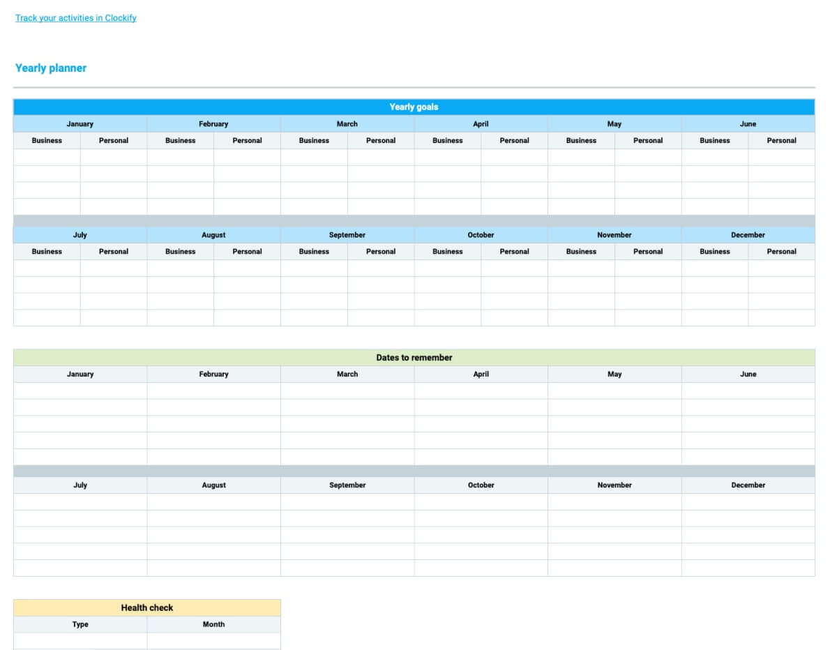 Preview of Yearly Online Planner Template