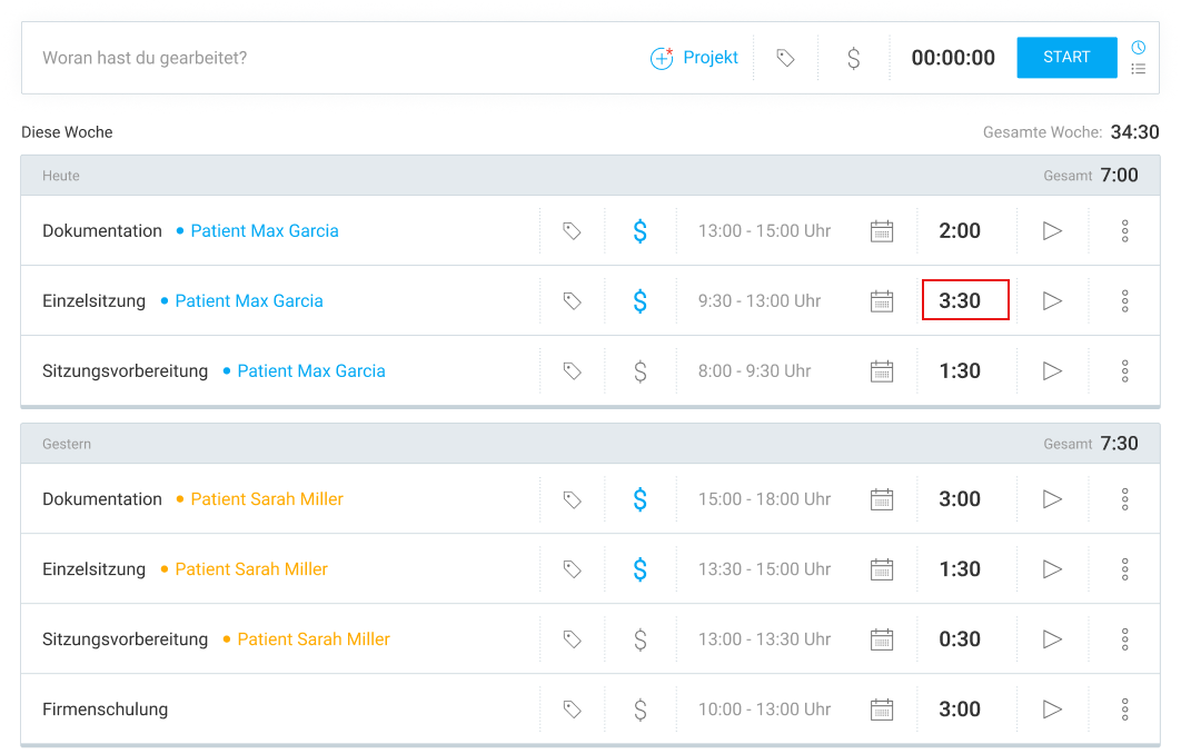 Monitor billable and non-billable tasks for schedule deviations