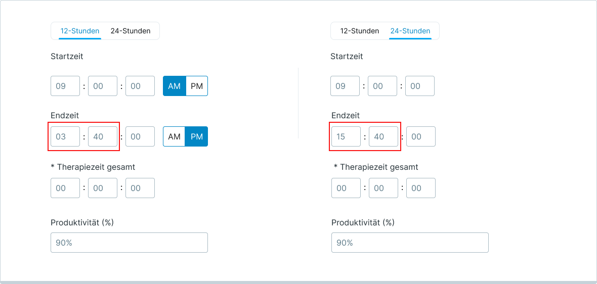 calculation of a therapist's shift end