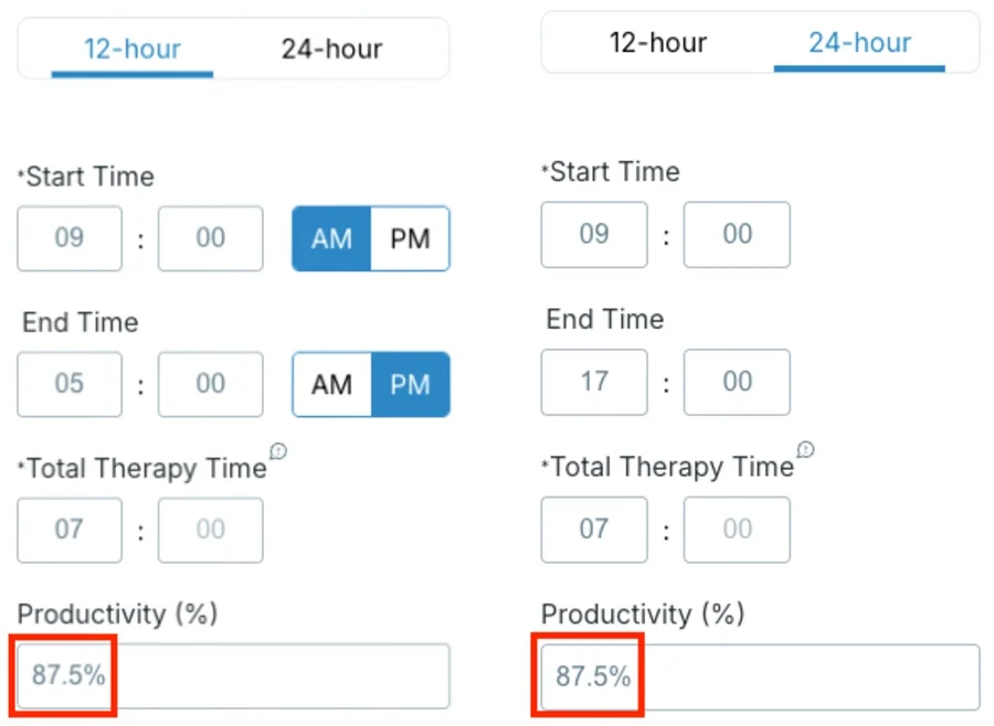 calculation of a therapist's productivity rate