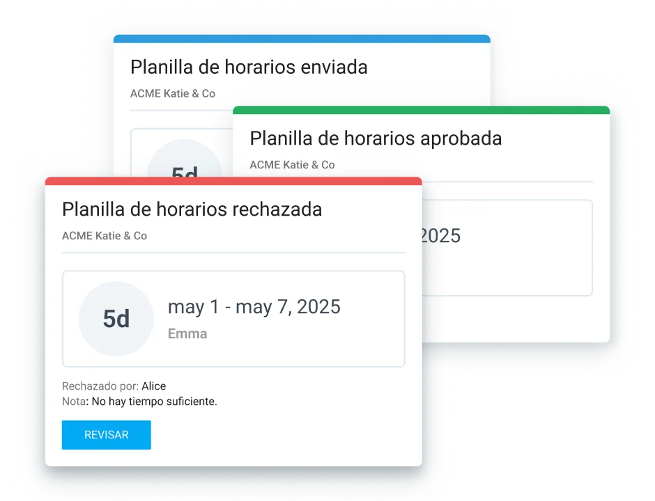 Notificaciones de aprobación de tiempo en Clockify