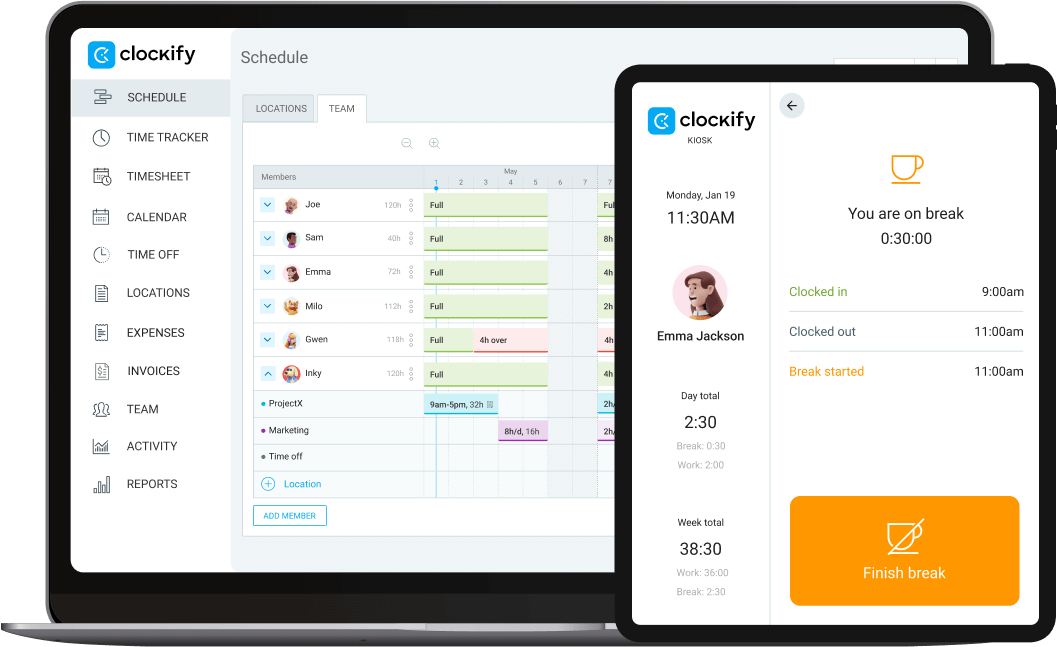 Free Replicon alternative for time tracking and scheduling - Clockify screenshot