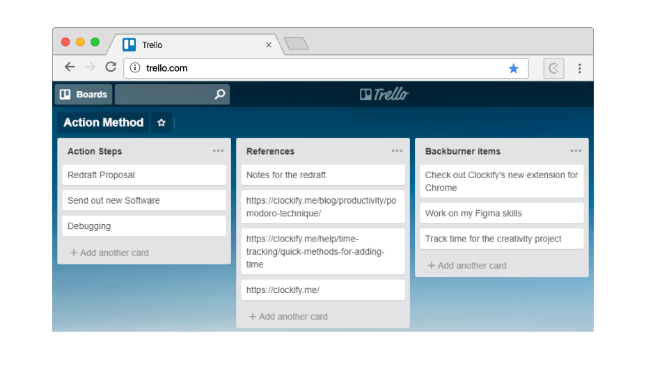 Time management technique action method trello