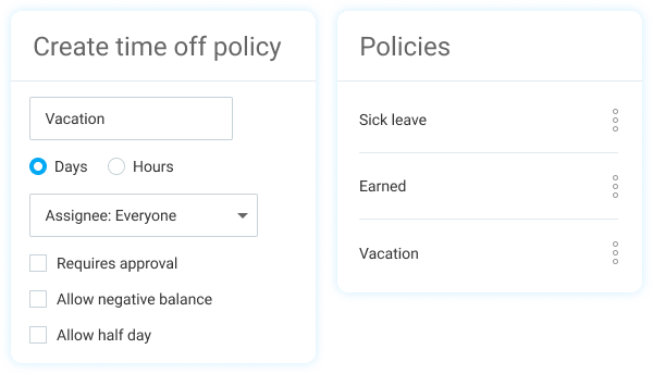 Definición de políticas de tiempo libre