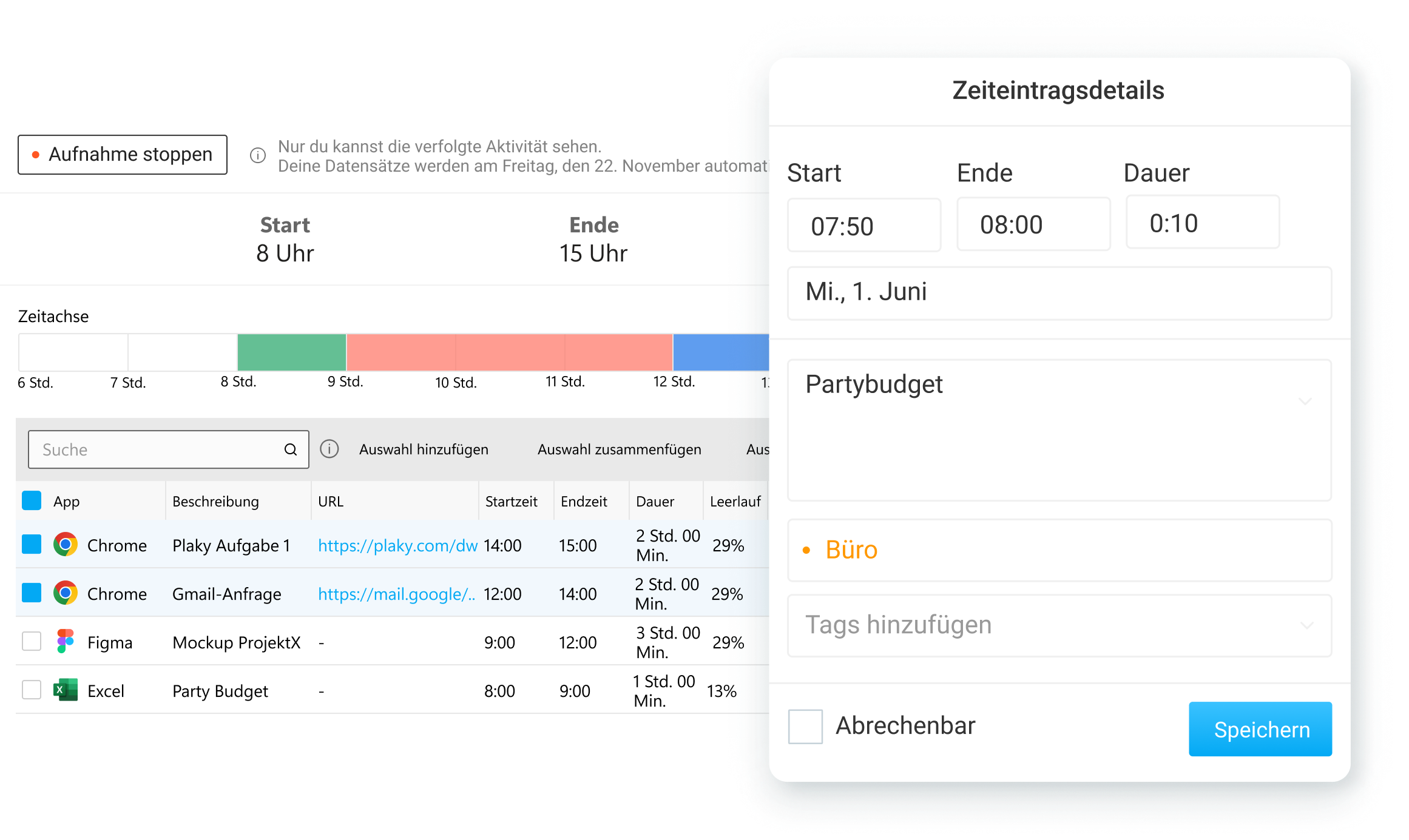 Clockify shows an overview of your daily activities to identify time-wasters and enhance productivity
