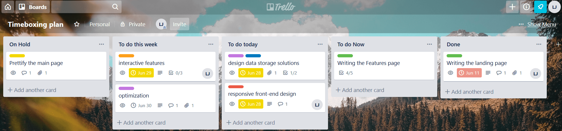 timeboxing in Trello