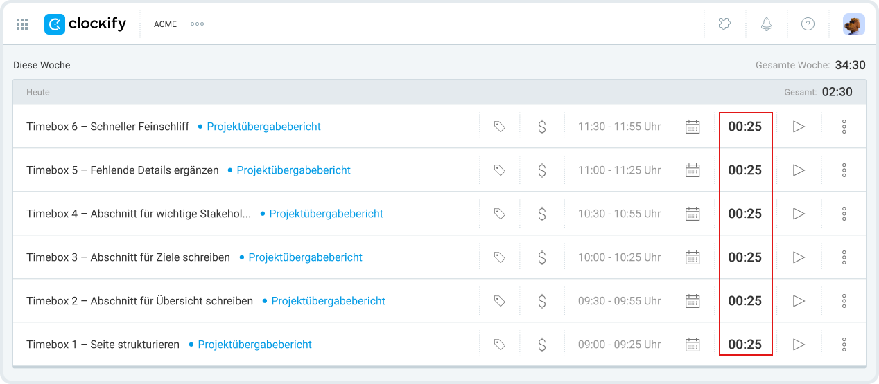 Tracking time spent on tasks with Clockify