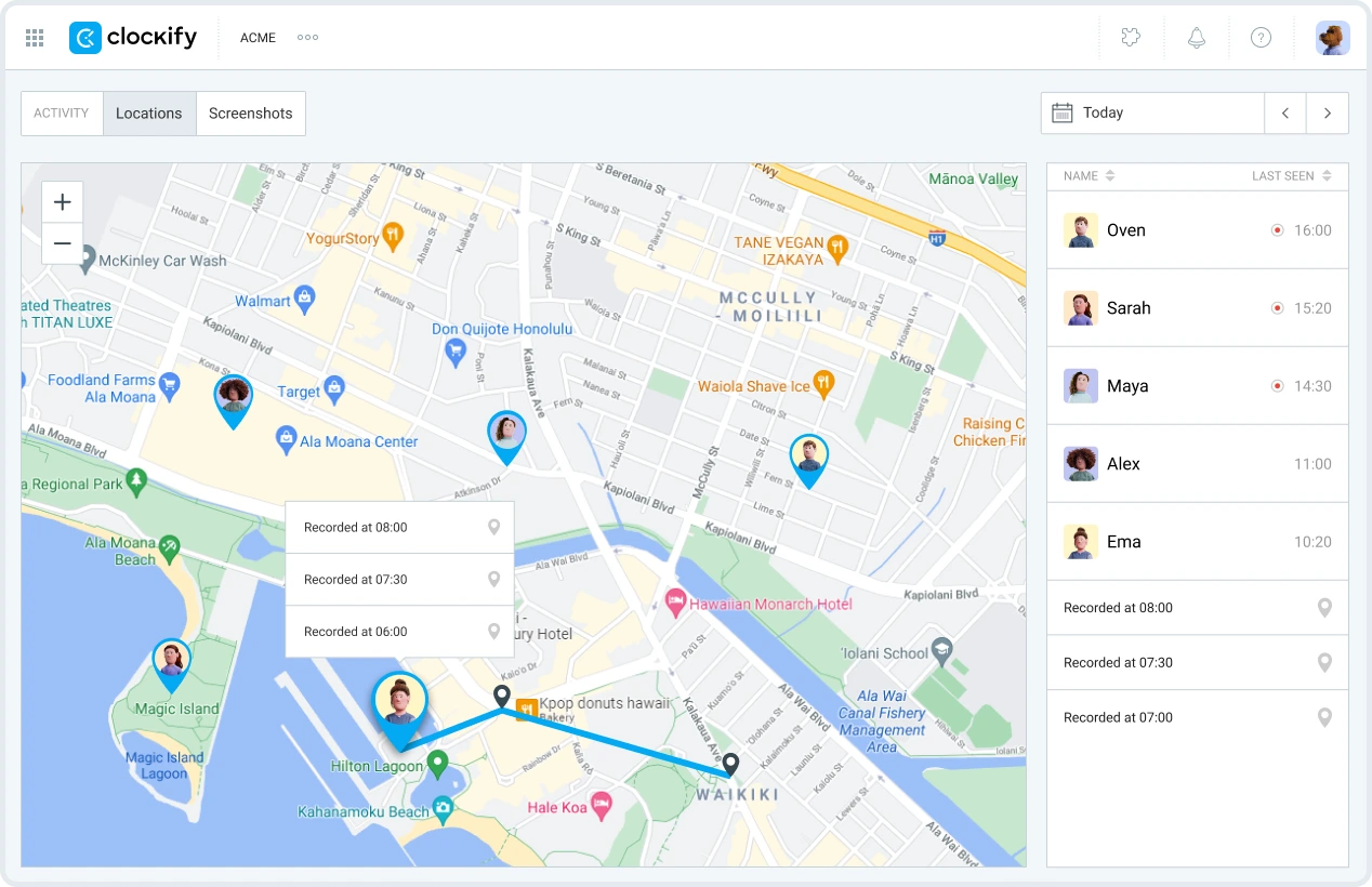 Clockify GPS tracking