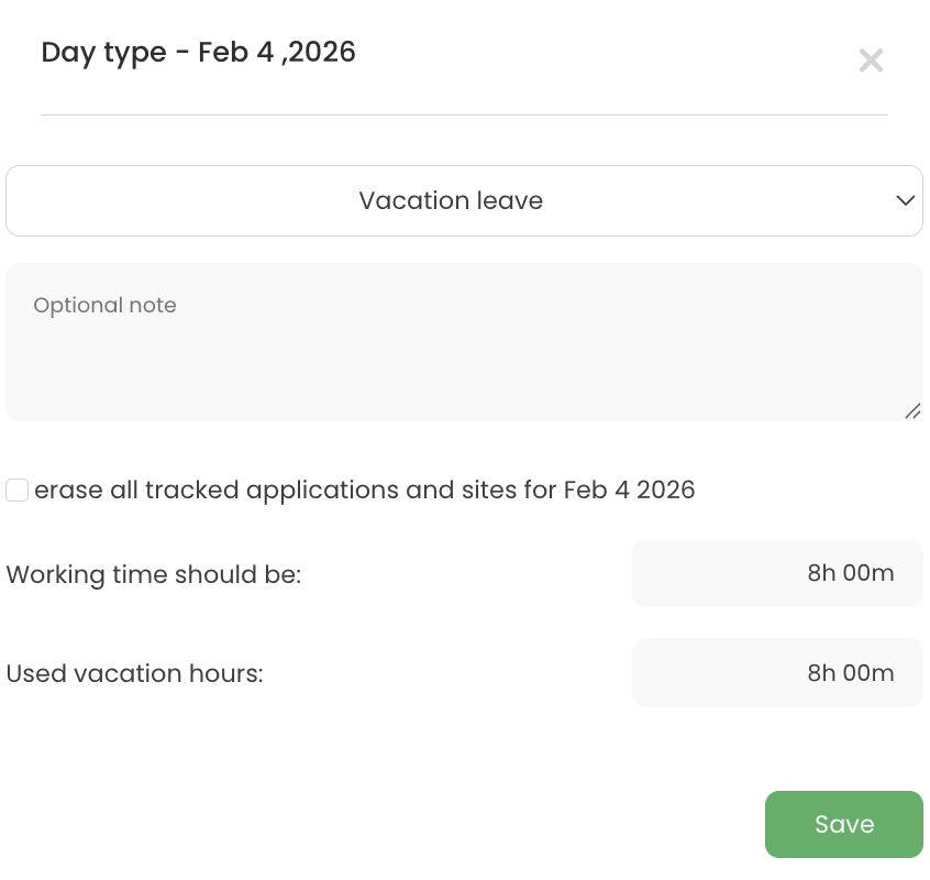 Requesting time off in TimeCamp