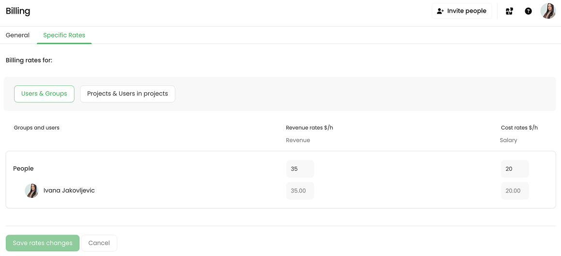 TimeCamp&rsquo;s billing feature