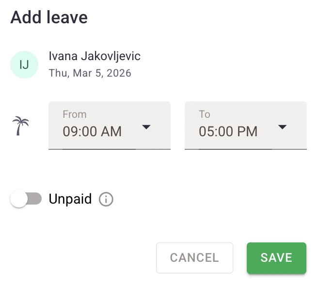 Adding leave in Time Doctor