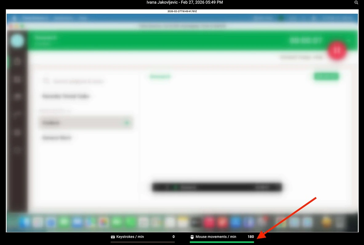 A screenshot taken by Time Doctor