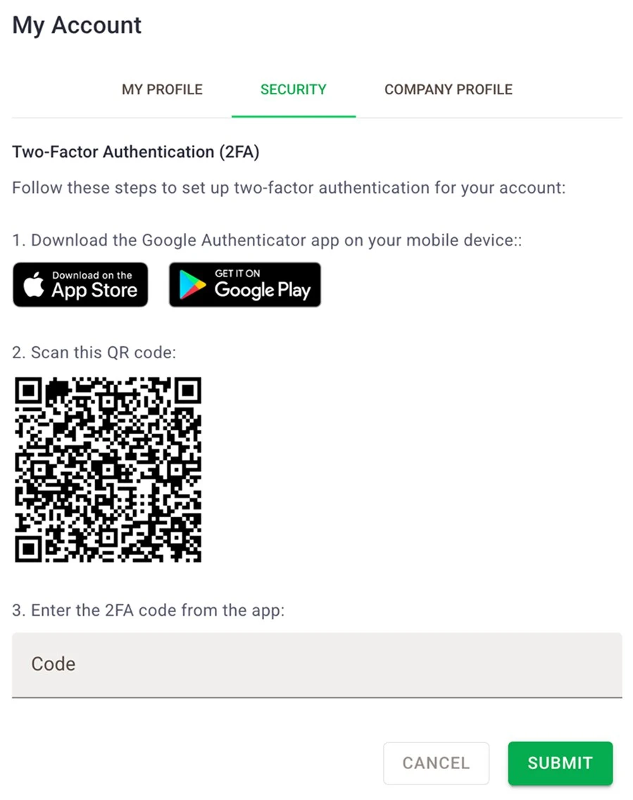Setting up the 2FA authentication in Time Doctor