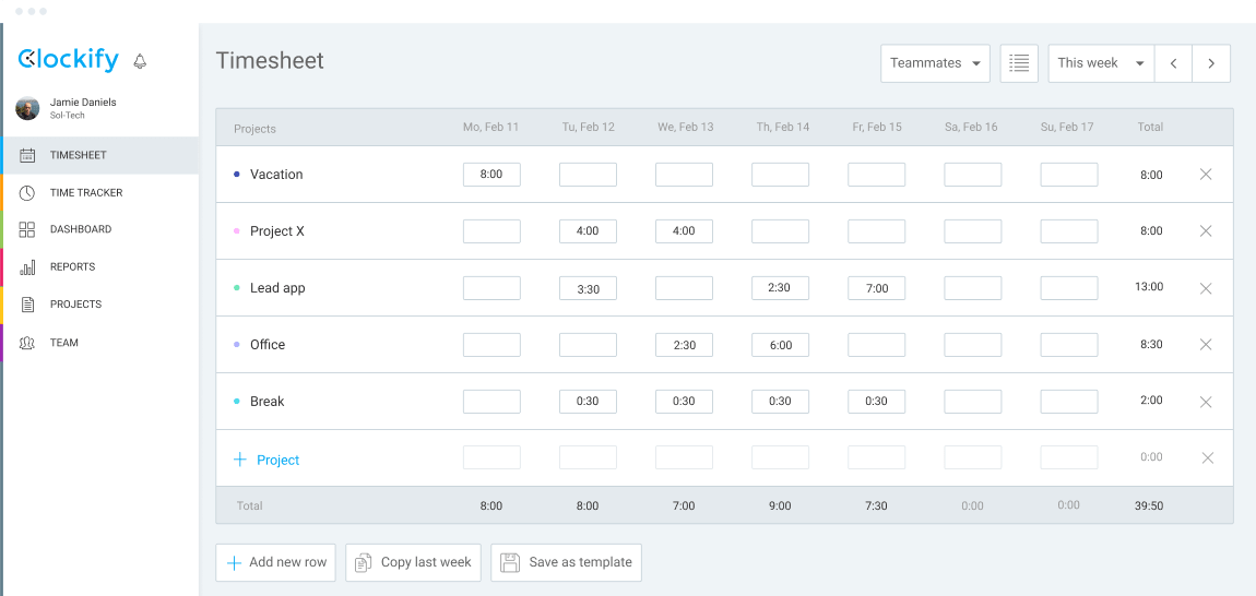 Clockify Free Timesheet Software