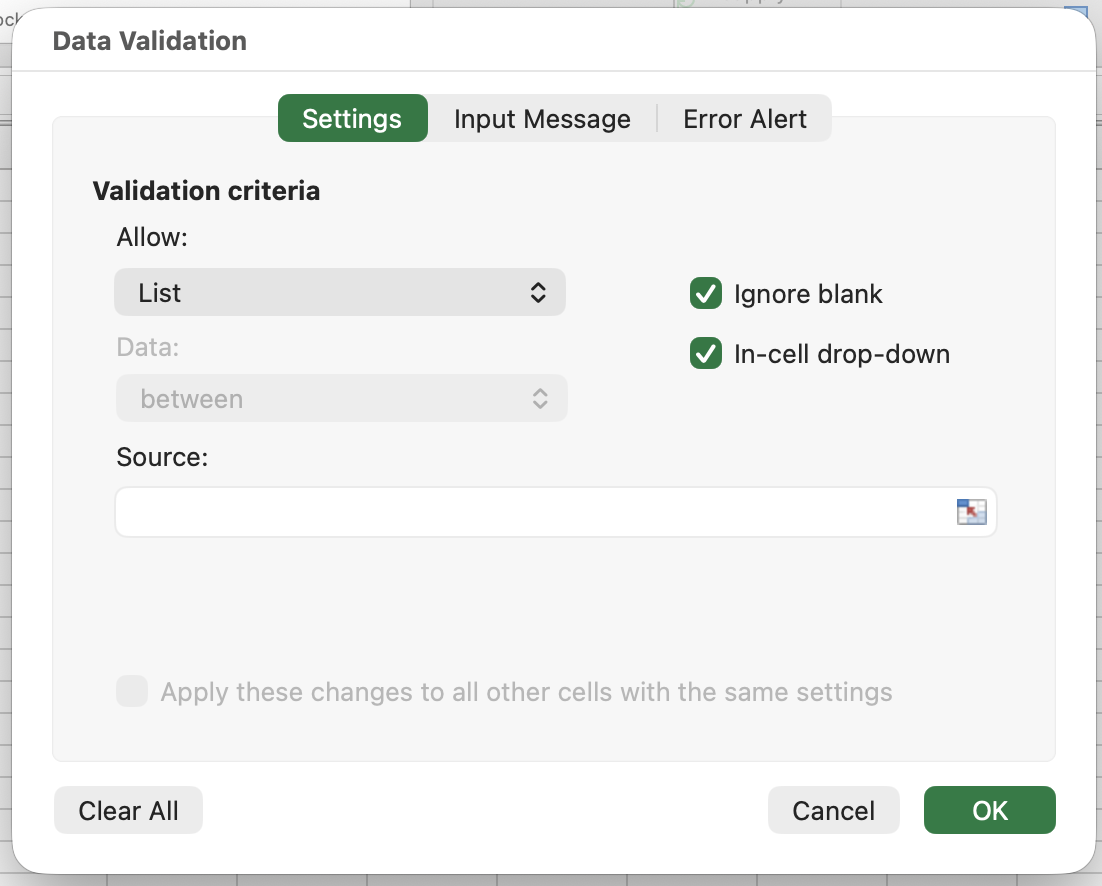 Data Validation in Excel