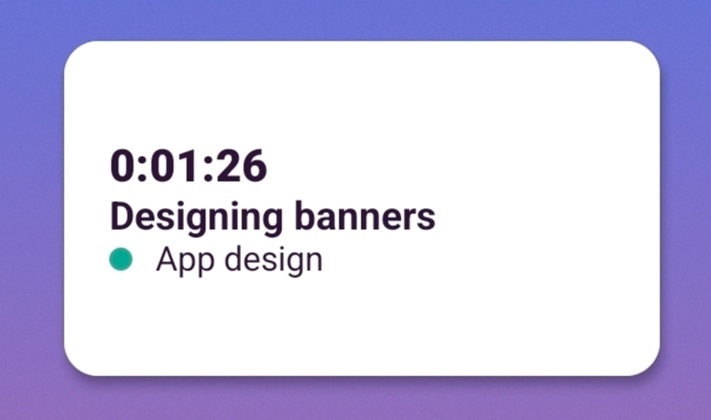 Mini timer in the Toggl Track mobile app
