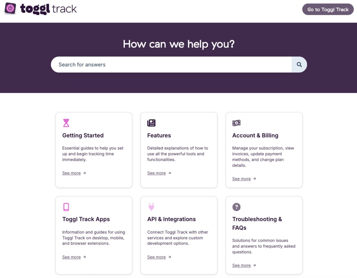 Toggl Track's Help Center