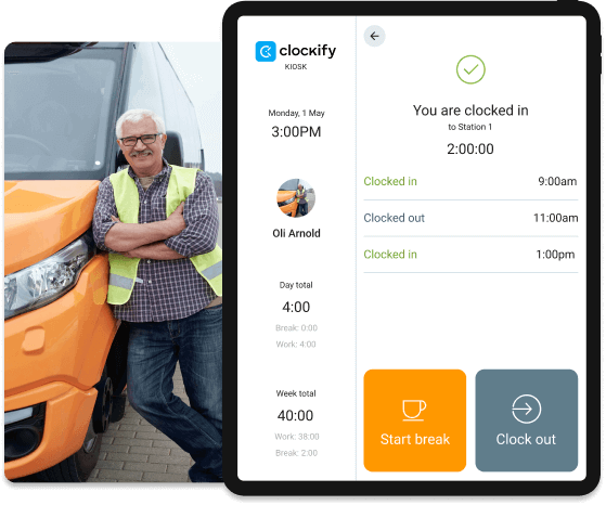 Pointeuse pour les sociétés de transport - Clockify capture d'écran