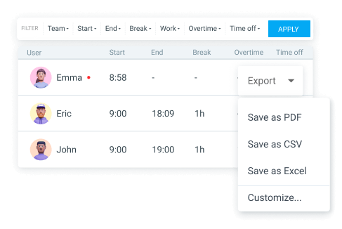 Export reports