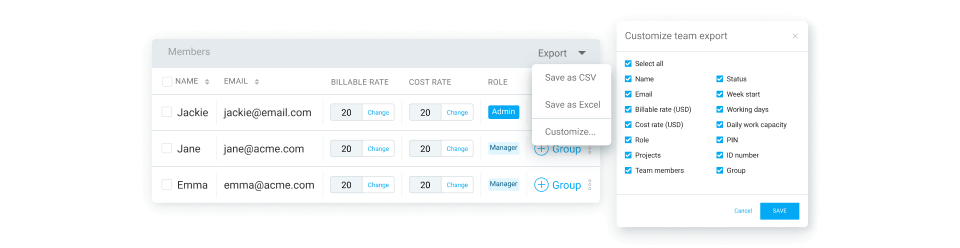 Export time