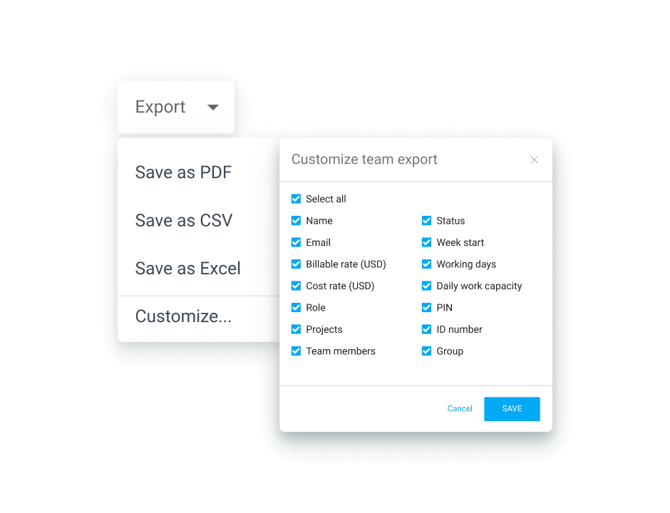 Customize & Export reports