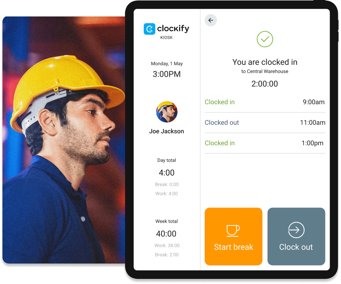 Amazon warehouse worker using a time clock