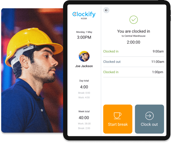 Time Clock for Warehouse Businesses - Clockify kiosk
