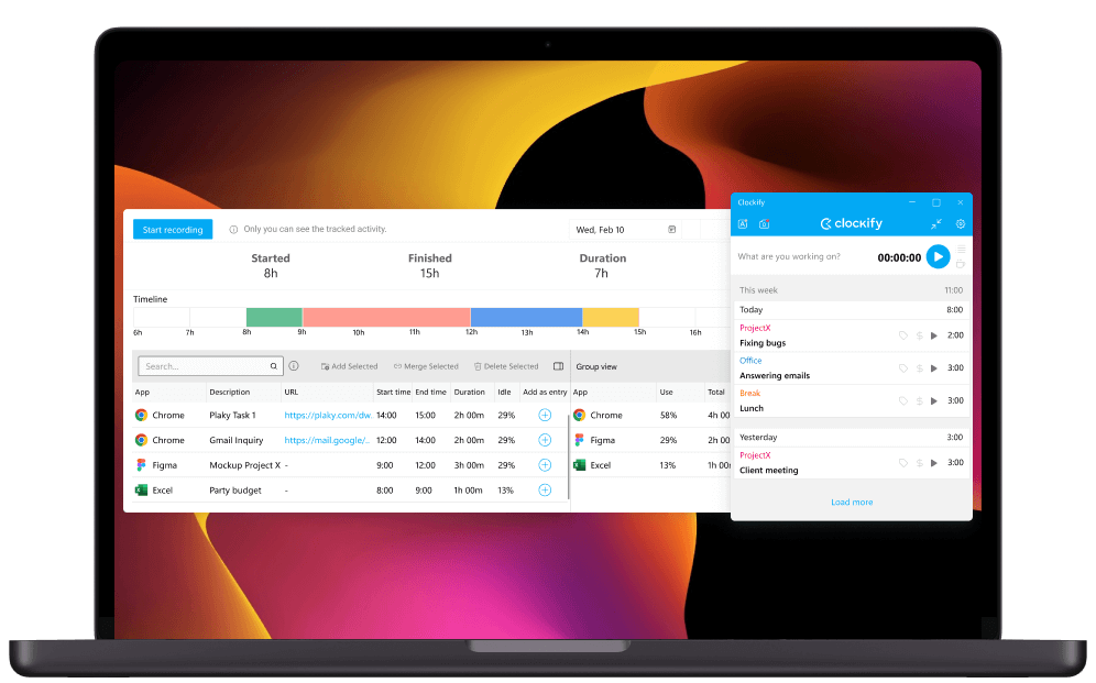 Suivi automatisé gratuit du temps — Clockify capture d'écran