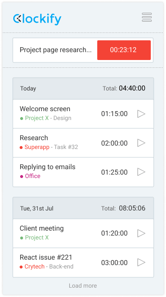 Free Windows Time Tracker - Clockify