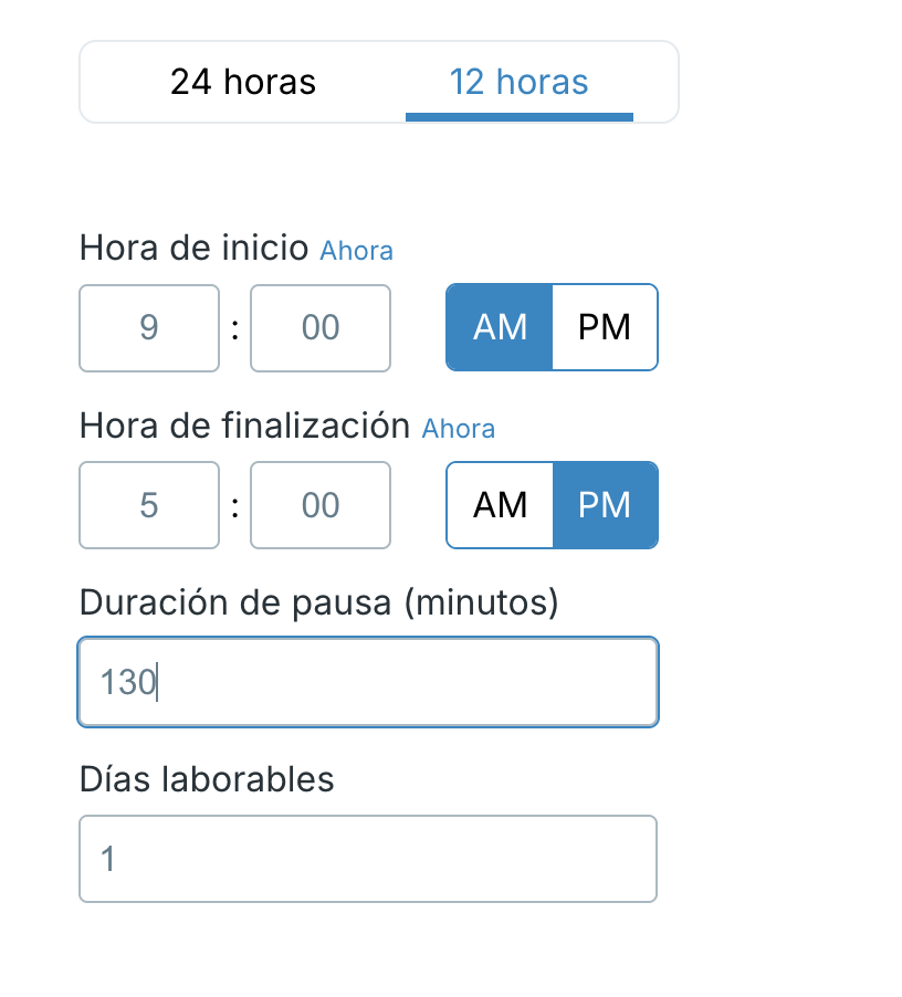 introducción de pausas en la calculadora de horas de trabajo