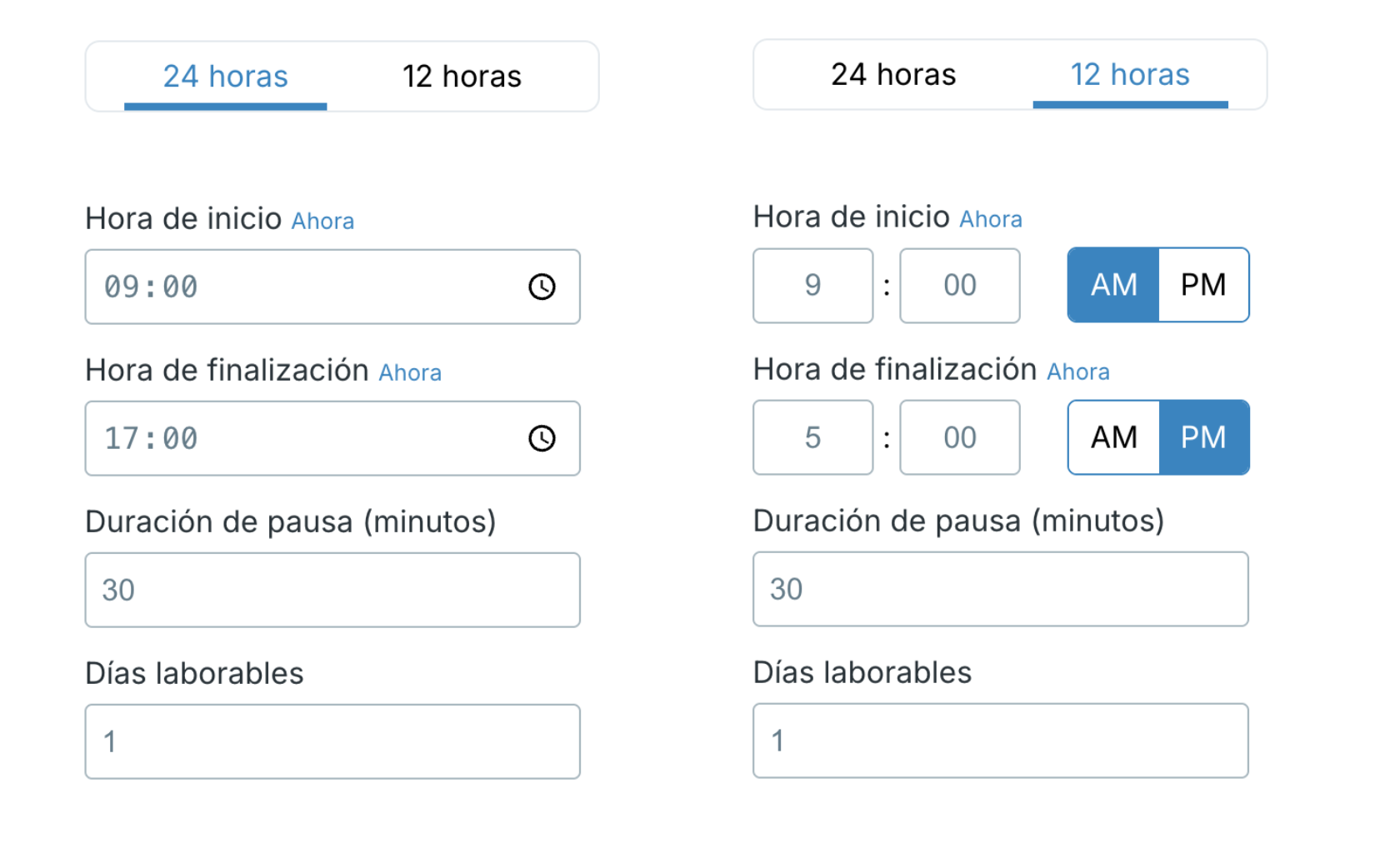 formatos lado a lado