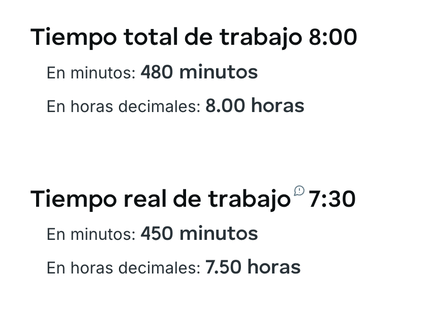 calculadora de horas de trabajo resultados