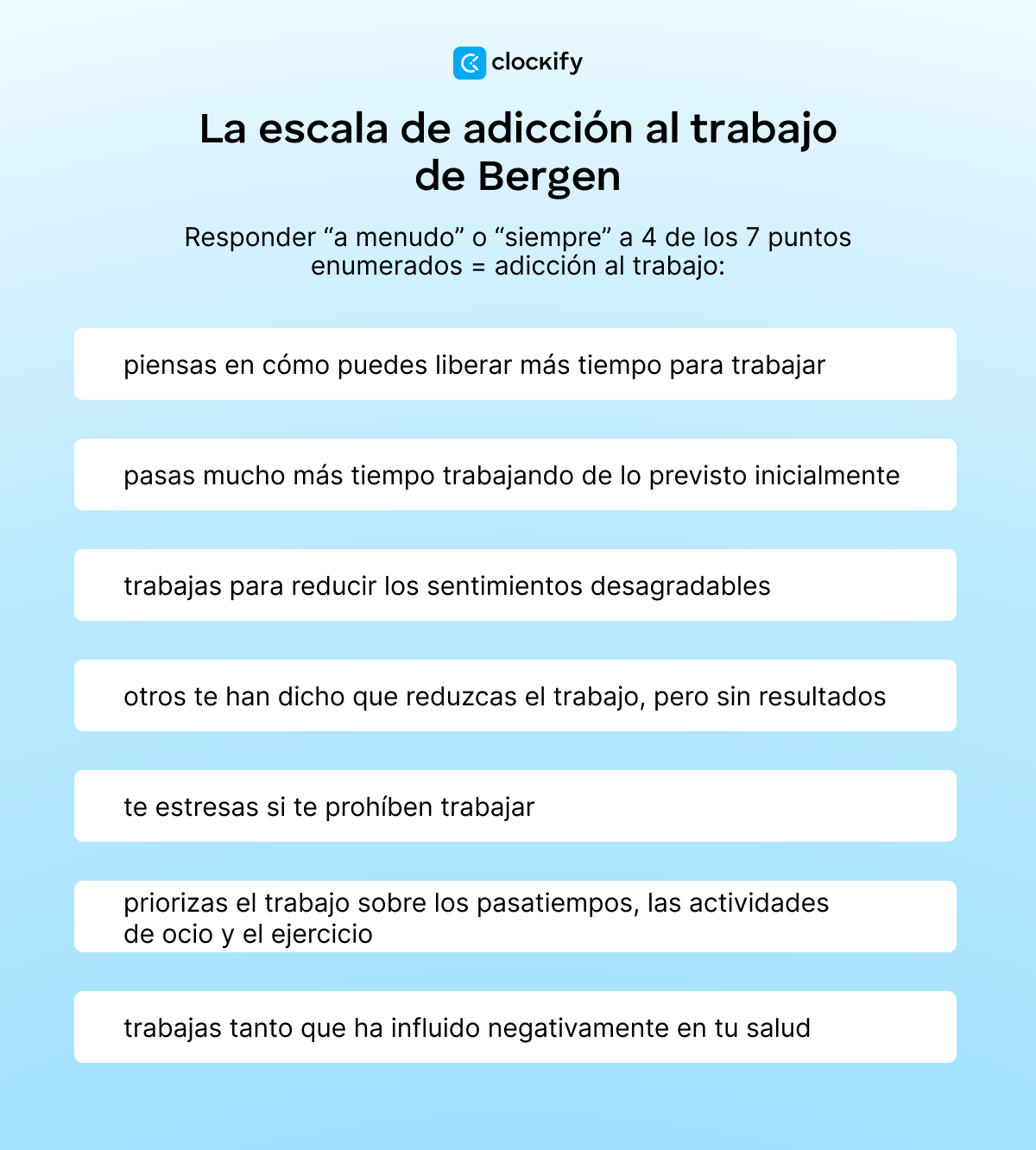 La Escala de Adicción al Trabajo de Bergen