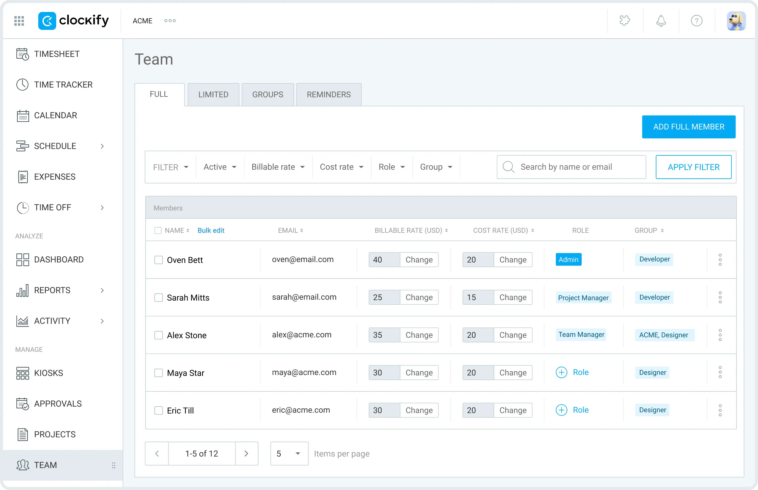 Manage payroll with Clockify