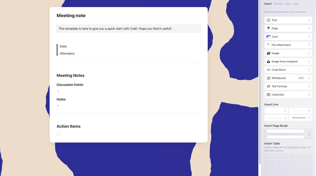 Craft - Meeting notes template