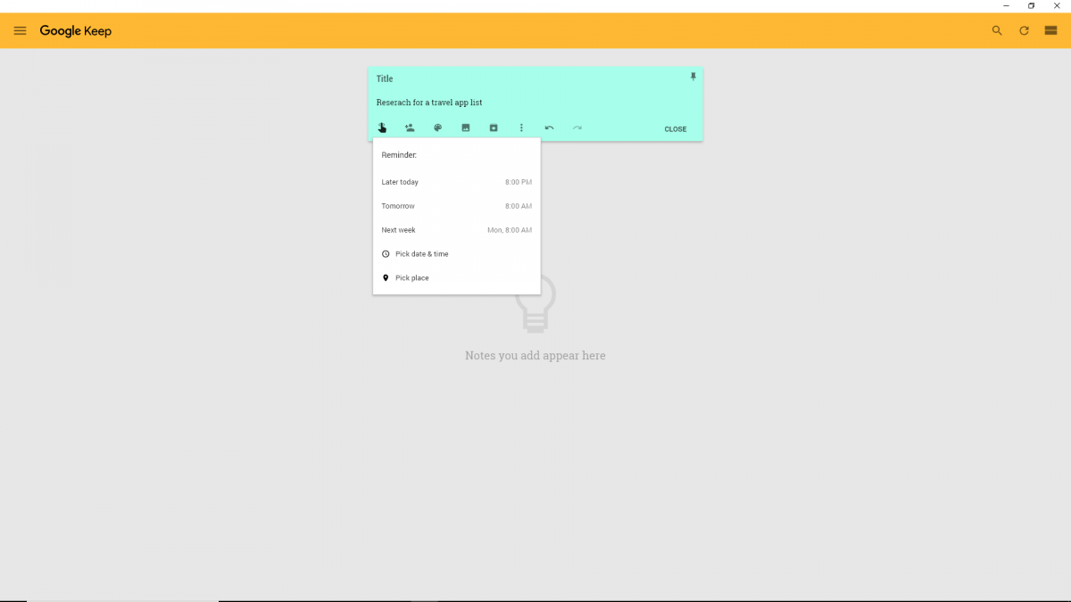 Best Chrome extension screenshot: Google Keep