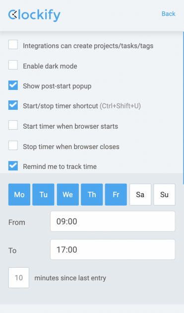 Set a reminder in Clockify Pomodoro timer if you tend to forget to track your time