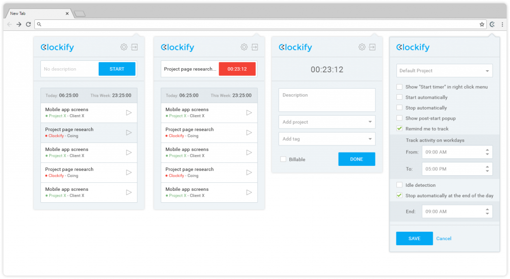 Time tracking and productivity chrome extension