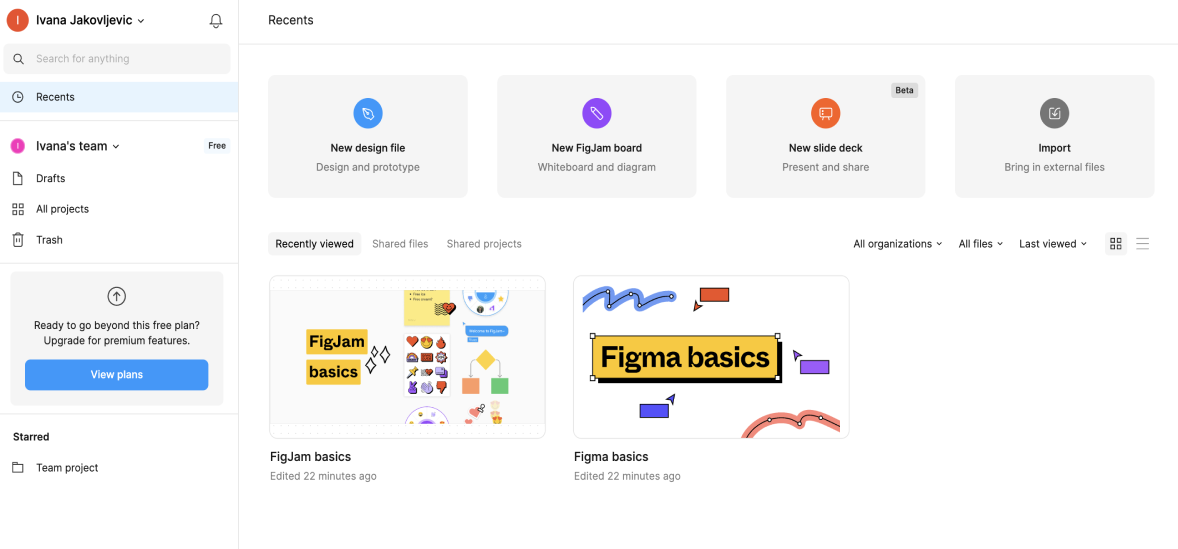 Figma dashboard