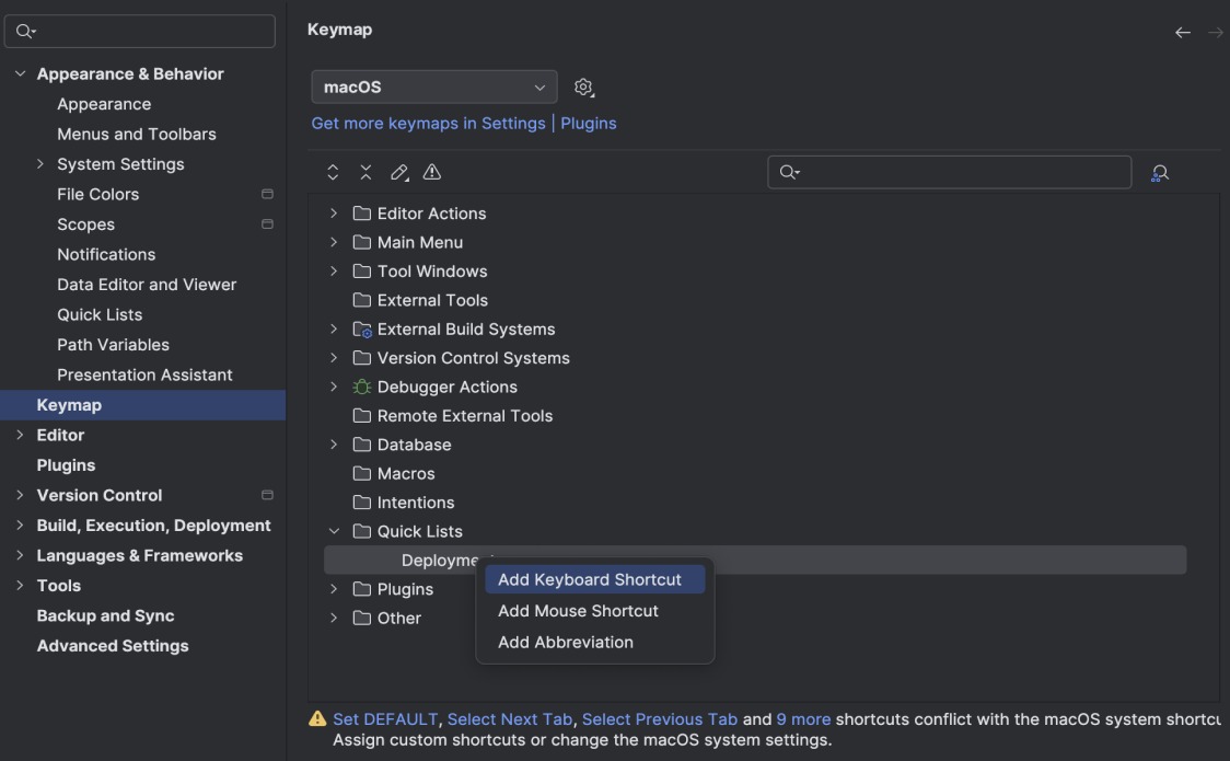 IntelliJ IDEA custom shortcuts